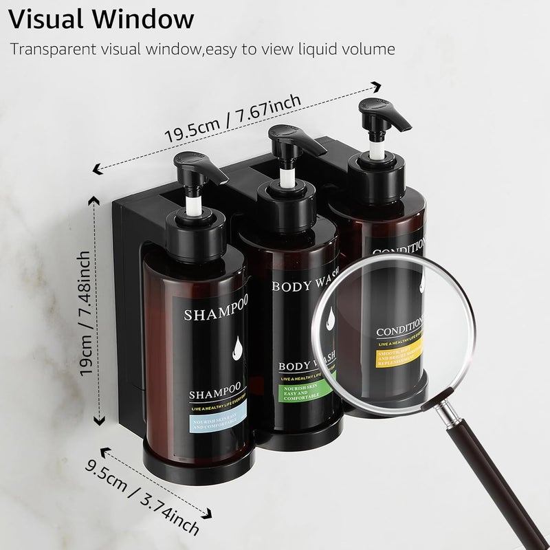 pollock Shampoo and Conditioner Dispenser Shower Soap Dispenser No Drill 3 Chamber, Shampoo Dispenser for Wall Mounted with Waterproof Labels, Wall Mounted Shower Soap Dispenser for Bathroom - Image 5